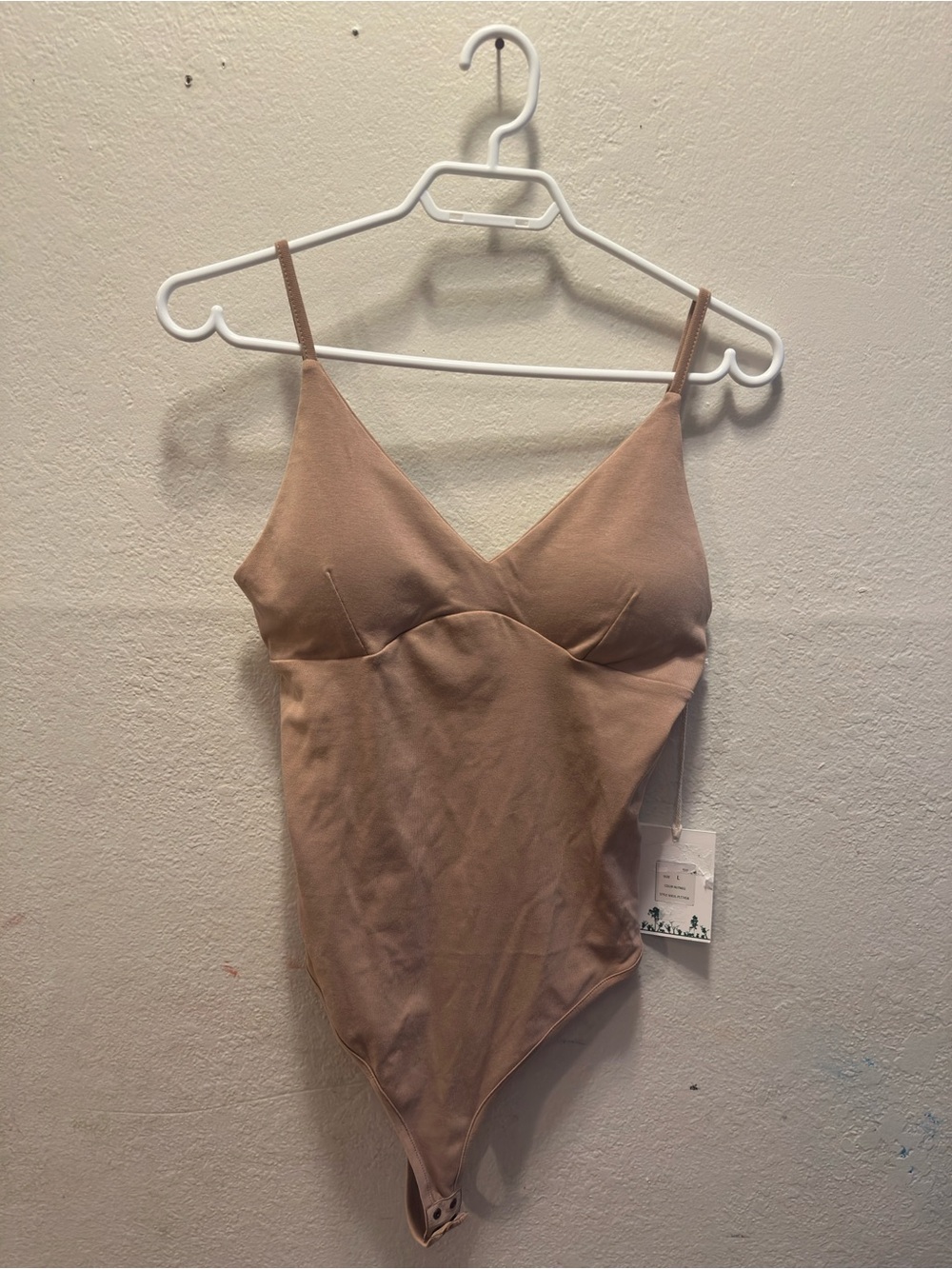 Stretch V-Neck Nude Bodysuit with Thin Straps